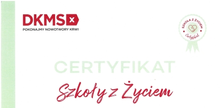 Certyfikat „Szkoła z Życiem”